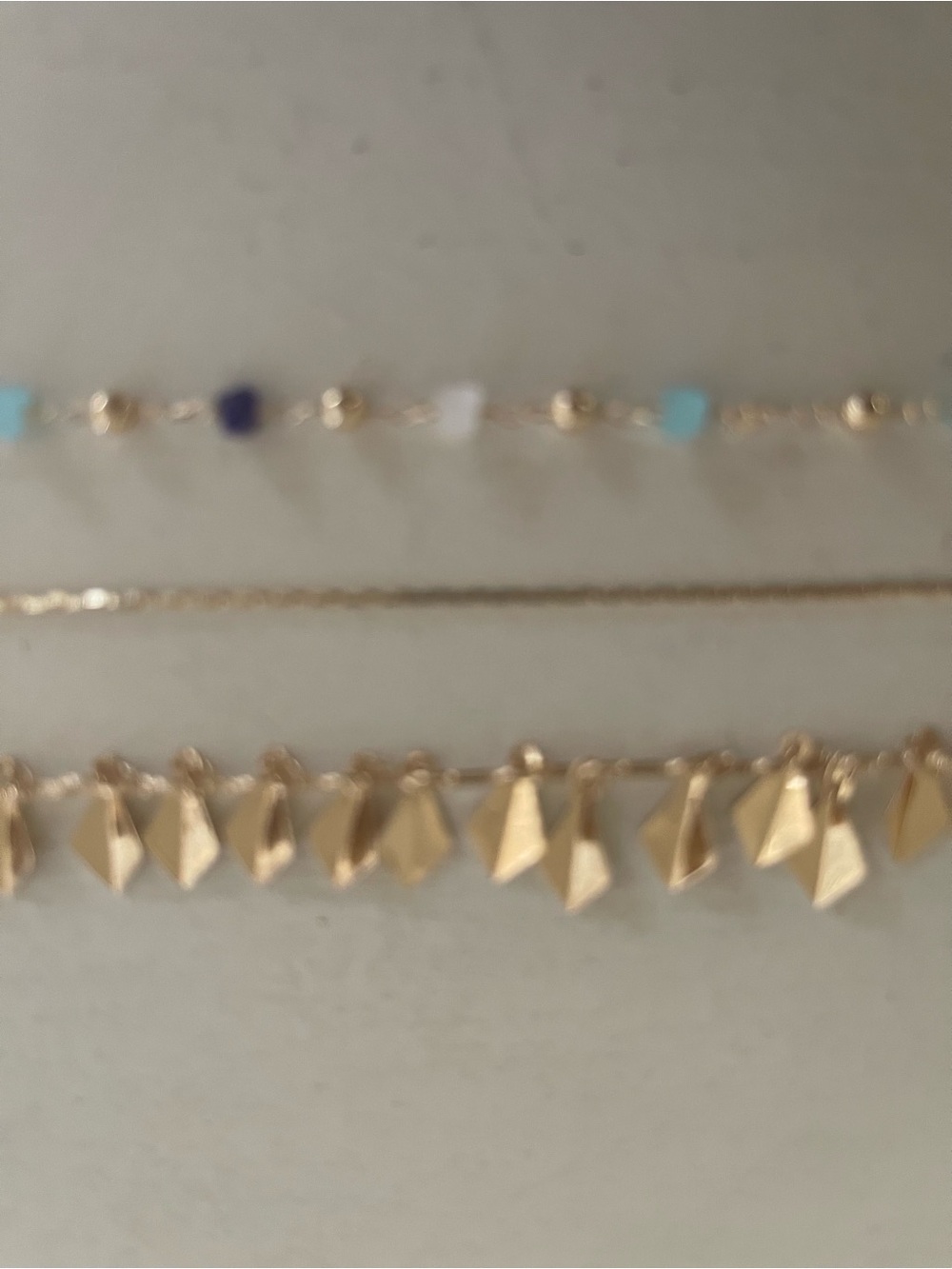 Camila Coelho Gold Layered Dangling Anklet with Blue Bead Accents - Picture 6 of 7